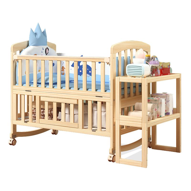 Modern 3-in-1 Convertible Crib in Natural Solid Wood Nursery Bed