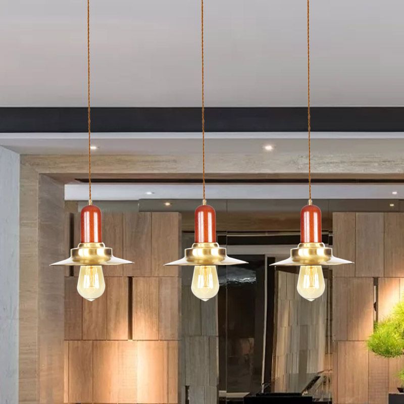 Gold Finish 3/5/7 Bulbs Multiple Hanging Light Industrial Metallic Flat Tandem Ceiling Pendant Lamp