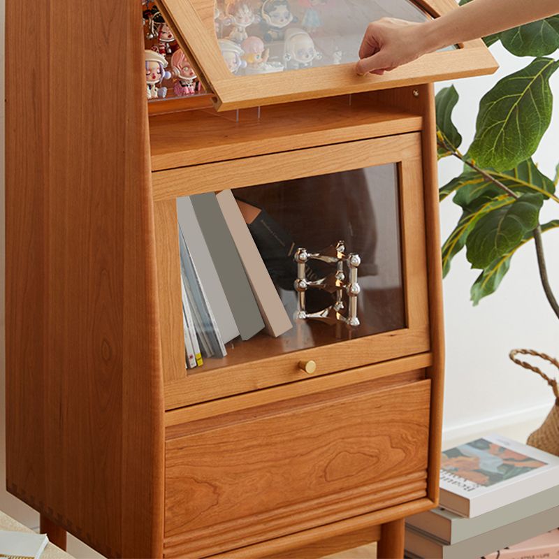 Natural Storage Cabinet Solid Wood Accent Chests with Drawer