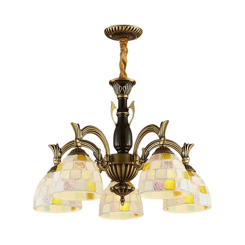 5 lumières Mosaïque suspendues à vintage vintage Éclairage d'éclairage intérieur pour le salon