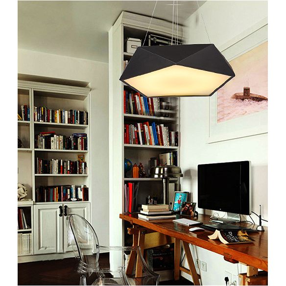 LED pentagonal pendentif lampe nordique métallique de bureau de suspension avec diffuseur acrylique