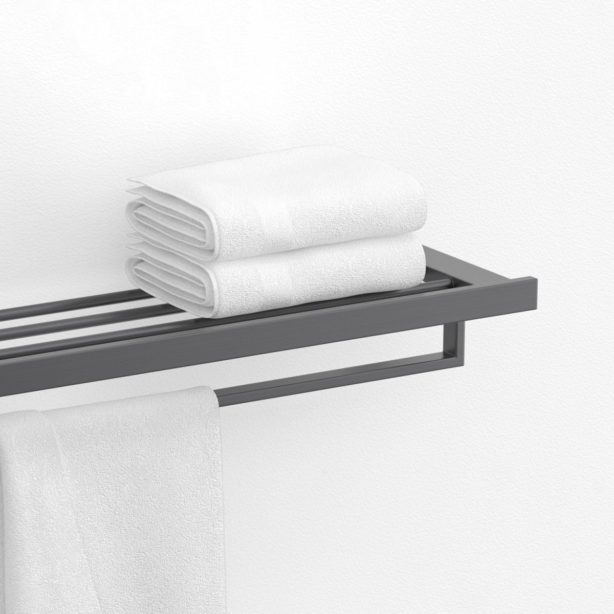 Gray Contemporary Bathroom Hardware Set Brushed Gray Bath Shelf/Paper Holder/Towel Bar