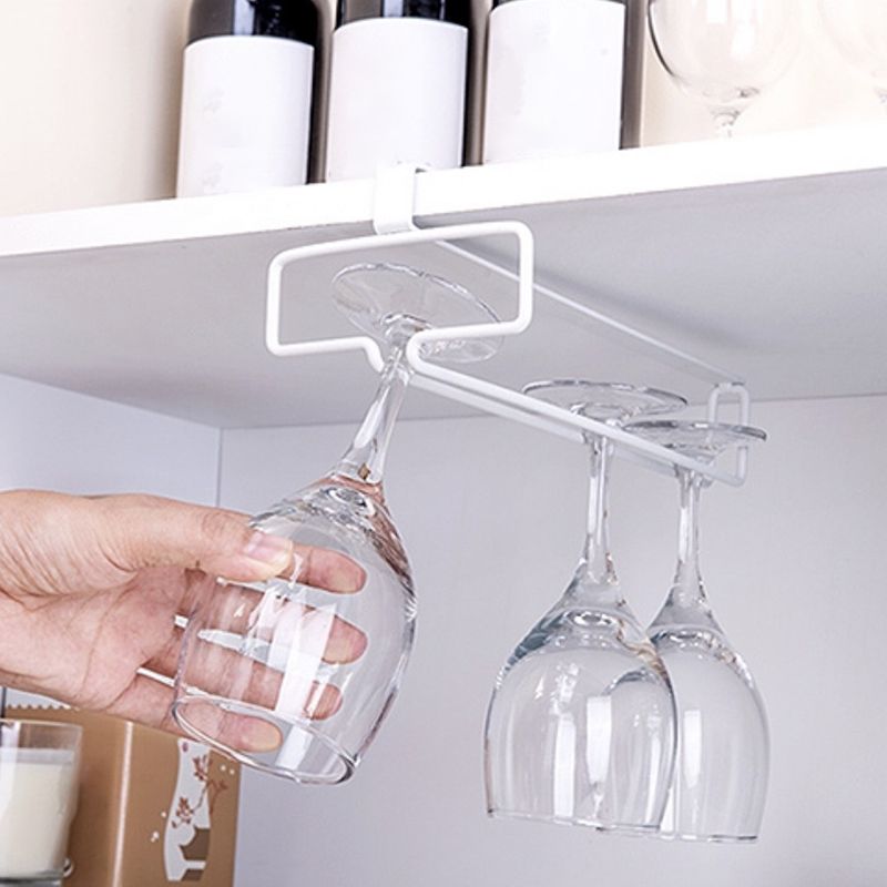 Contemporary Metal Hanging Wine Rack Wine Stemware Holder for Kitchen