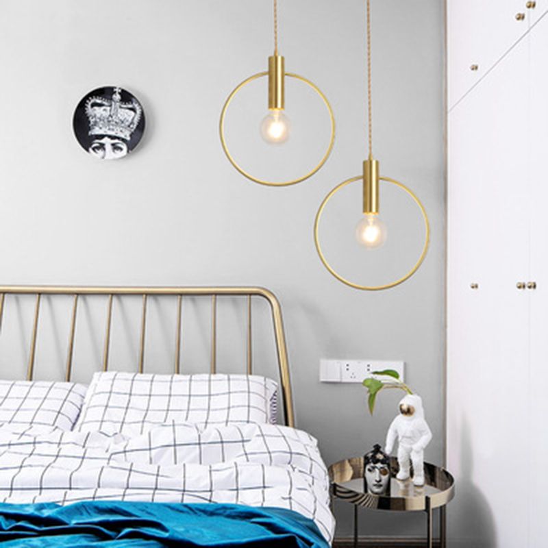 Nordic Caging Pendant Light Fixture 1-Light Metal Ceiling Suspension Lamp in Gold