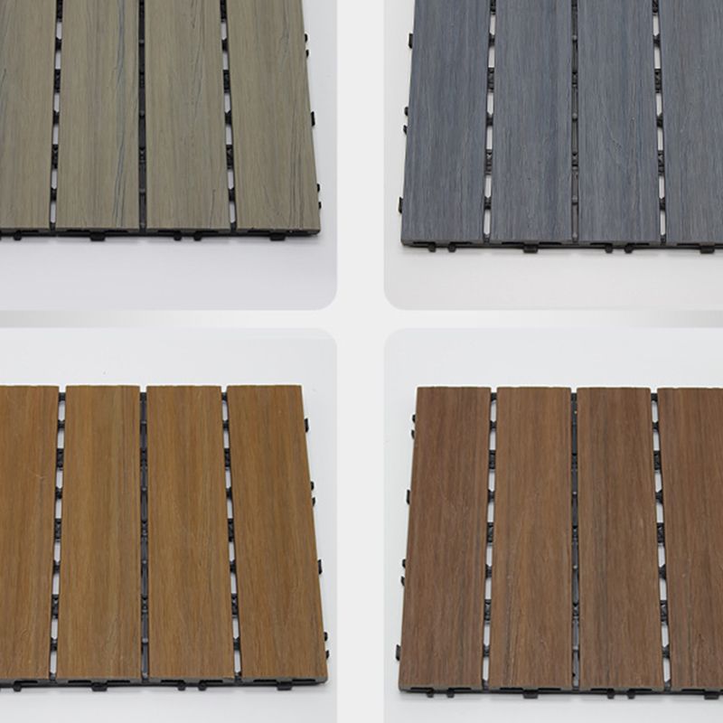 12" X 12"4-Slat Square PVC Flooring Tiles Snap Fit Installation Floor Board Tiles