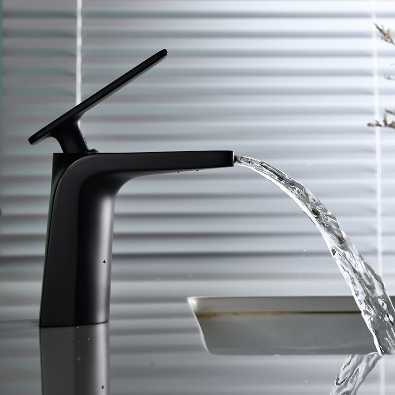 Industrial Vessel Sink Faucet Grass Lever Waterfall Spout with Drain Bathroom Faucet