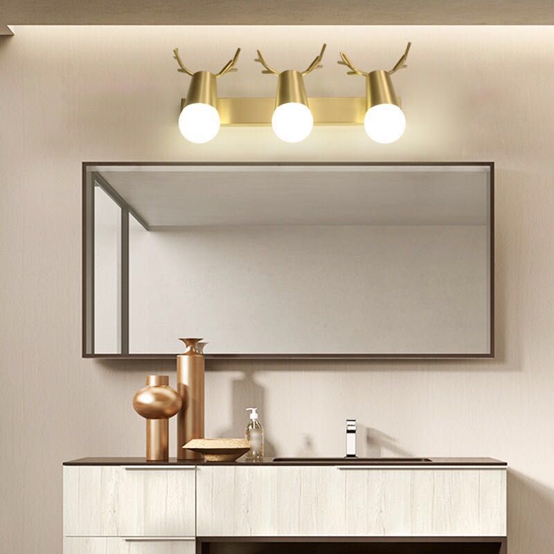 Modern Style Geometric Vanity Lighting Ideas Metal Multi Lights Vanity Sconce in Gold