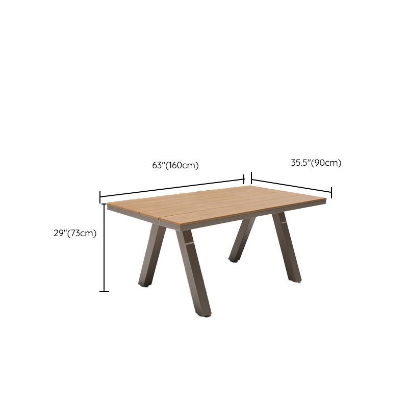 Modern Artificial Wood Courtyard Table Rectangle Shape Outdoor Table