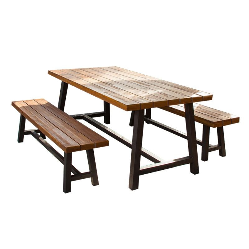 Industrial Rectangle Dining Table 29.52" High Brown Solid Wood Table