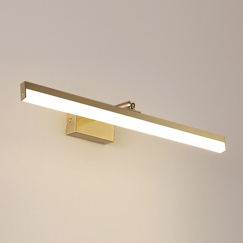 Linear Shade Metal Wall Sconce Modern Style 1-Light Mirror Wall Mount Light in Gold