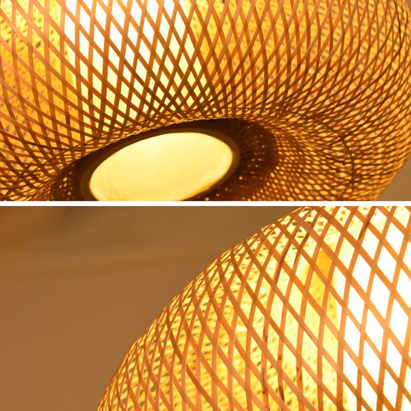 Fissaggi di illuminazione a sospensione a forma di pera cinese Rattan Appedisci la luce con cavo sospeso per il ristorante