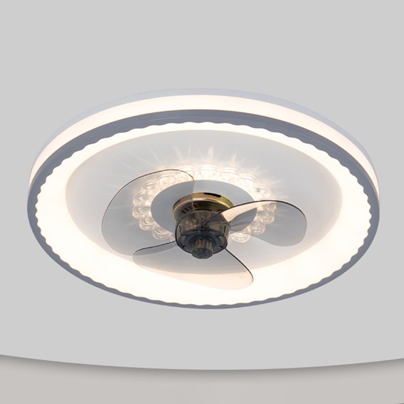 Nordic Style Iron Ceiling Fan Lamp Circle Ceiling Fan Light with Acrylic Shade for Bedroom