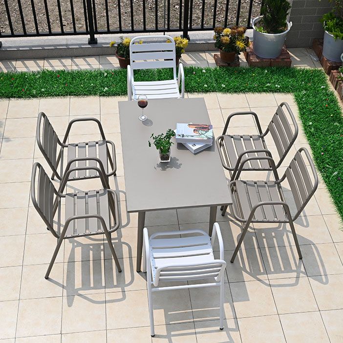 Contemporary Metal Dining Chair Open Back Outdoors Dining Chairs