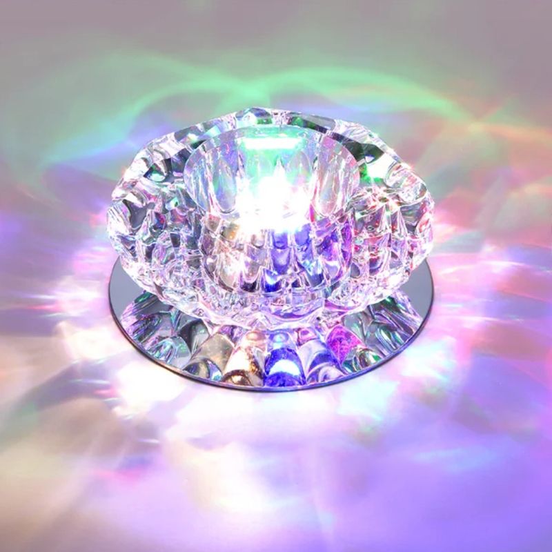 Modern Style Bowl Shape Ceiling Light Crystal 2 Light Ceiling Light with Hole 2-3.5'' Dia