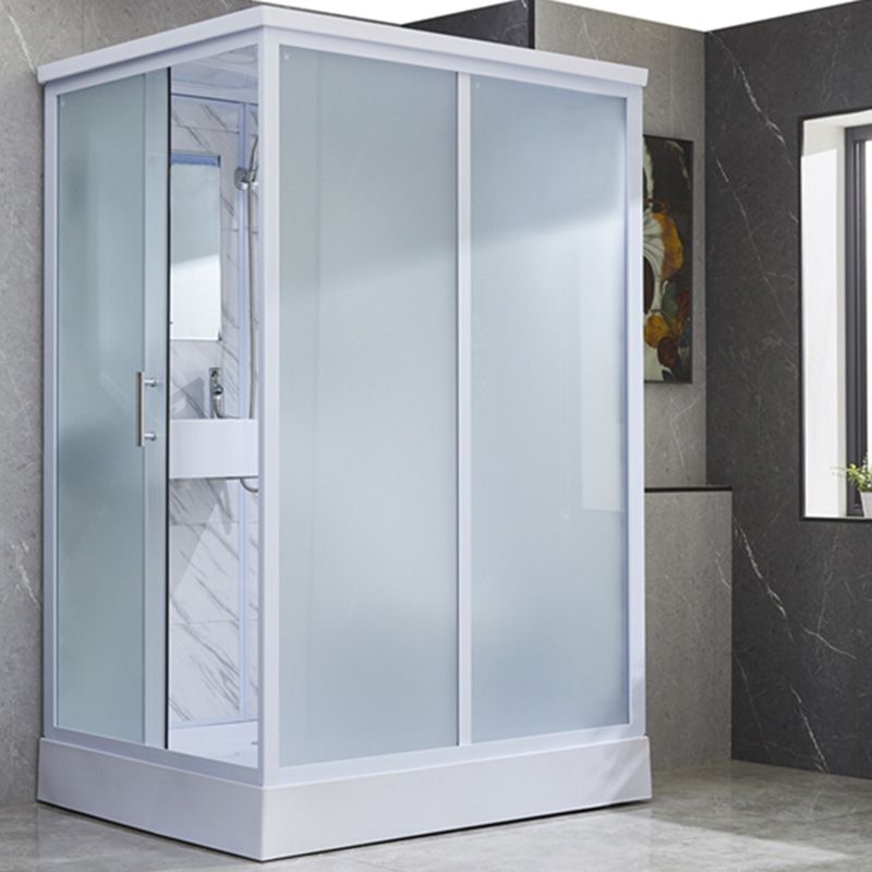 Rectangular Frosted Glass Shower Enclosure Single Sliding Framed Shower Enclosure