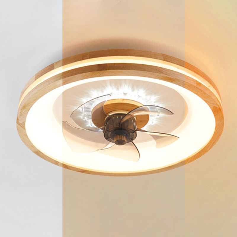 Modern Single Beige/Brown Ceiling Fan Lamp Wooden Ceiling Fan Light for Dining Room