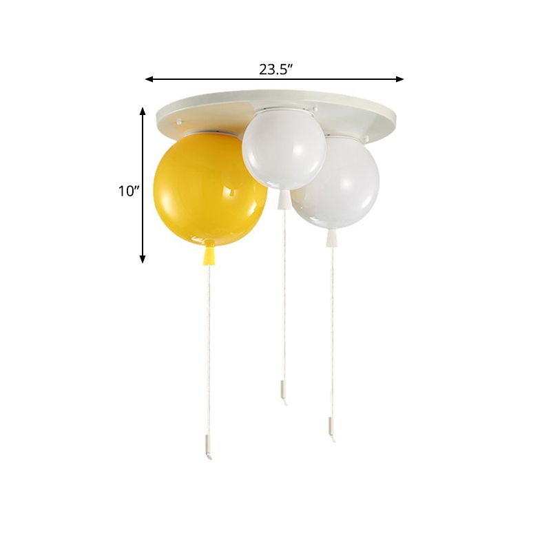 Acrylic Balloon Ceiling Mounted Fixture Kids 3/5 Heads White Flush Mount Lighting for Nursery