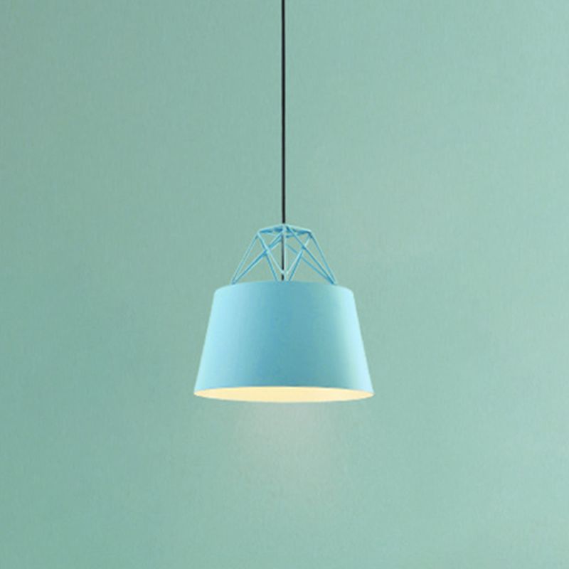 Macaron Tapered Pendant Lighting Fixture Metal Single-Bulb Cafe Ceiling Suspension Lamp