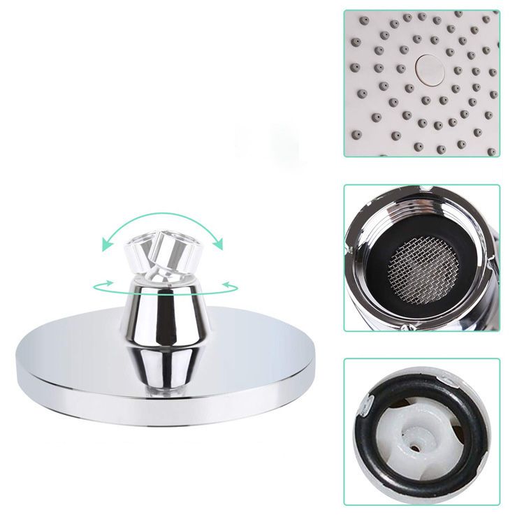 Round Fixed Shower Head Silver Single Spray Wall-Mount Shower Head