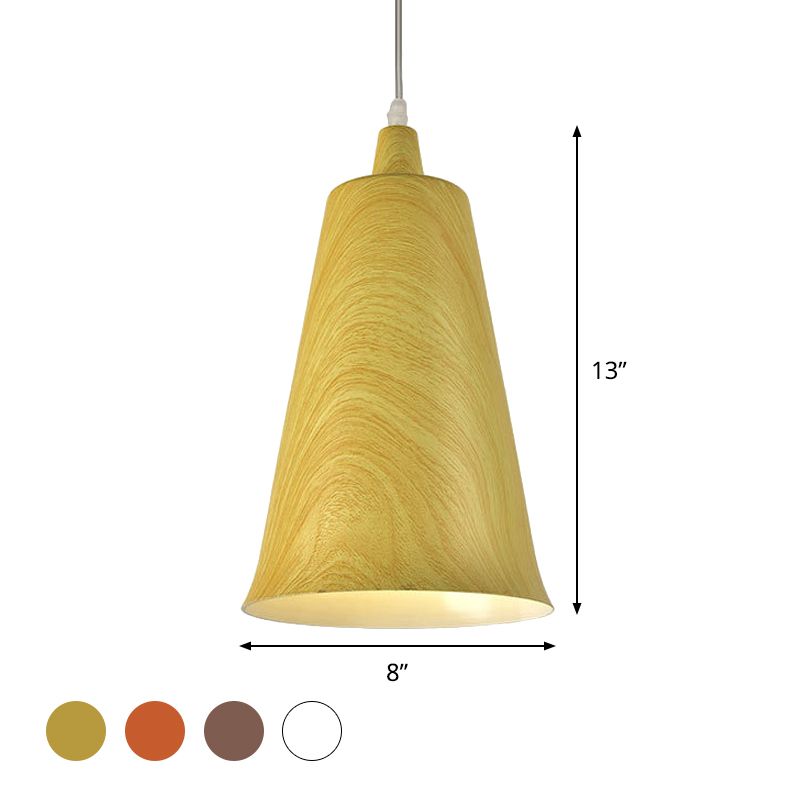 1-Light Metal Pendant Lighting Farmture Style Blanc / Jaune / Brown Deep Cone Salon Hanging Light Kit