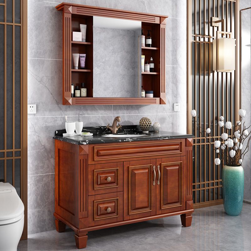 Traditional Wooden Sink Vanity Mirror Cabinet Vanity Cabinet with Storage Shelving