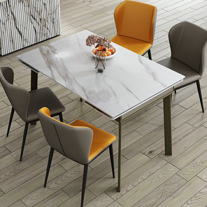 Contemporary Sintered Stone Dining Furniture with Rectangle DiningSet with Removable Leaf