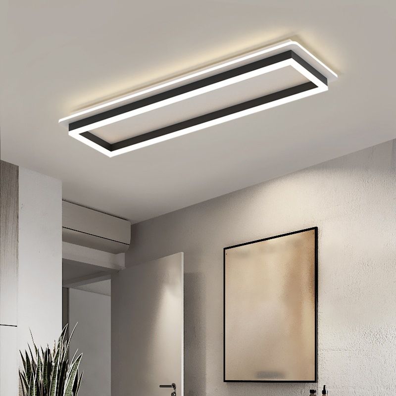 LED Modern Metal Flush Mount Rectangle Shape Ceiling Light with Acrylic Shade for Passage