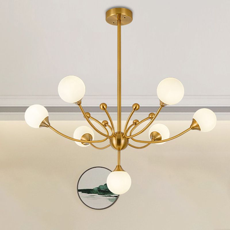 Modern Plant Shaped Chandelier Metallic Hanging Lighting in Gold for Living Room