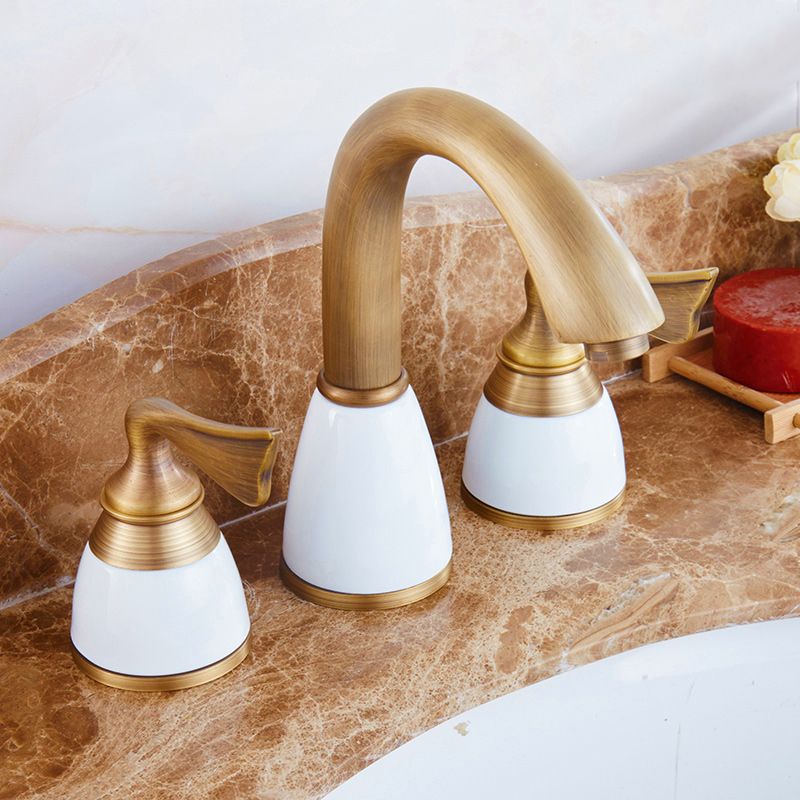 Traditional Vessel Faucet 3 Holes Two-Handle Bathroom Vessel Faucet