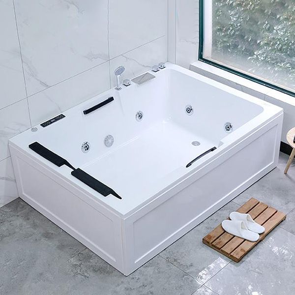 Modern Stand Alone Bath Acrylic Soaking White Rectangular Bathtub