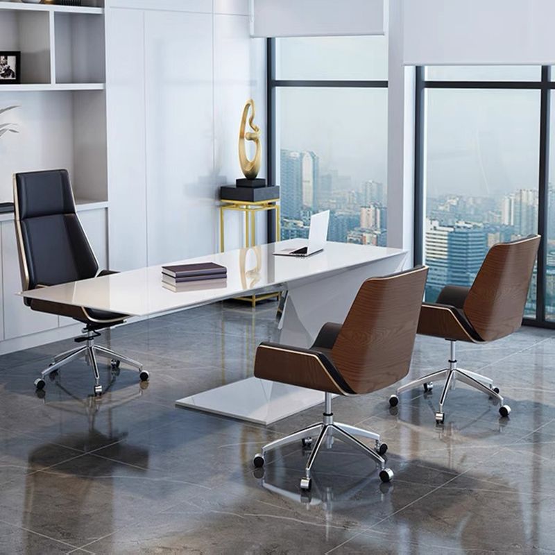 Faux Leather Managers Chair Modern Armless Upholstered Office Chair