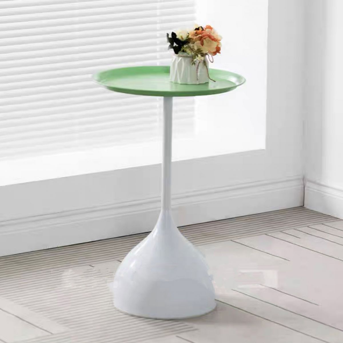 Medieval Modern Style Round Metal Table with Pedestal Base Side Table