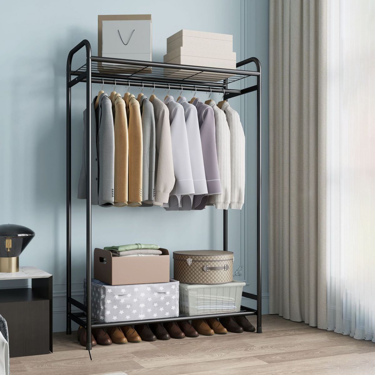 Contemporary Coat Rack Metal Shelving Storage Free Standing Hall Tree