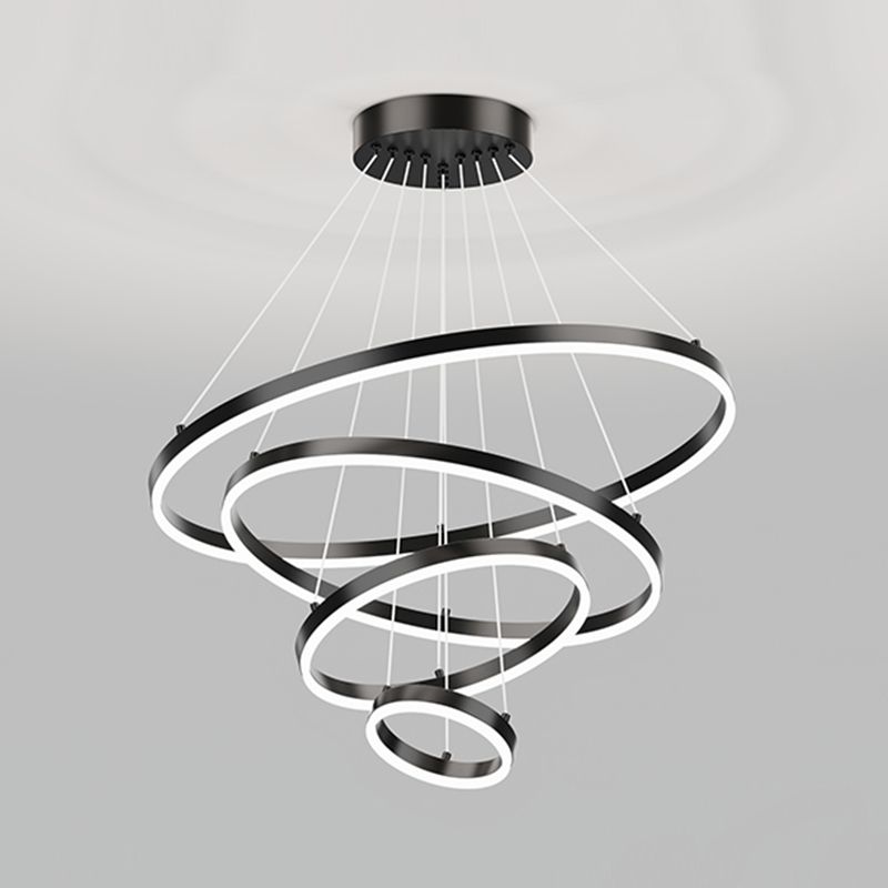 Nordic Circle Chandelier Metal Layered LED Chandelier Pendant for Bedroom