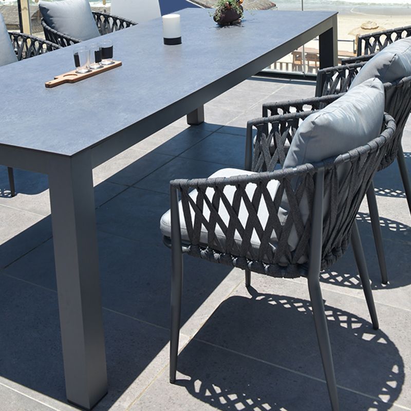 Gray Metal Industrial Dining Table Water Resistant Dining Table