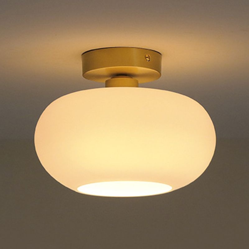 Contemporary Ceiling Light White Glass Shaded Flush Mount Lighting for Foyer