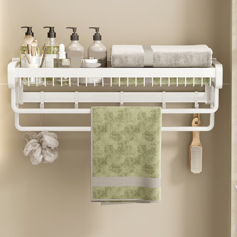 Contemporary Bath Hardware Set in Stainless Aluminum Matte White Robe Hooks/Bath Shelf