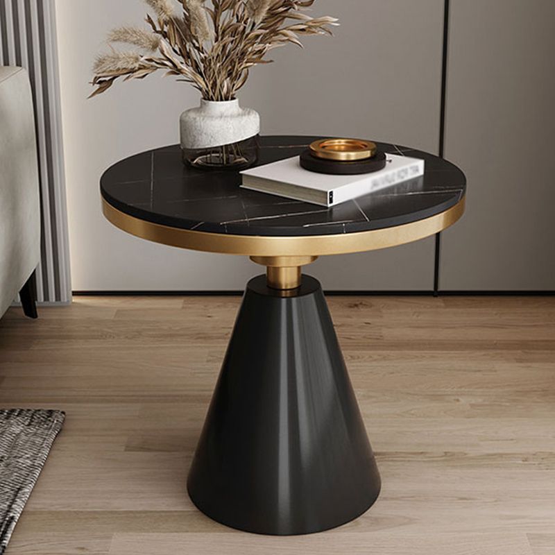 Contemporary Style Round Side End Table Metal Frame Side Table