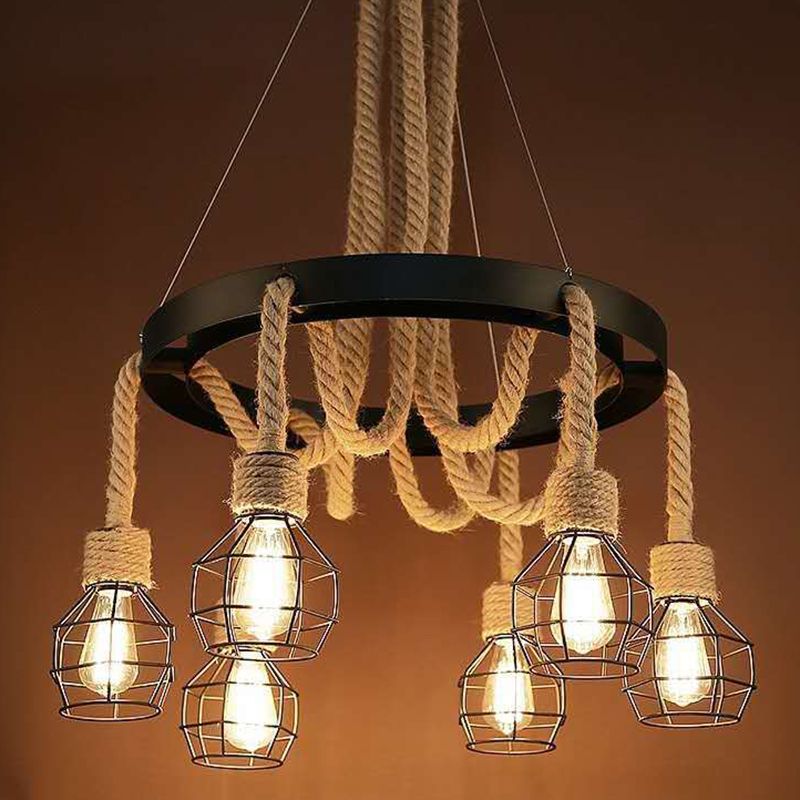 Cage Multi Drop Light Adats Industrial Metal Impiccing a sospensione per il ristorante