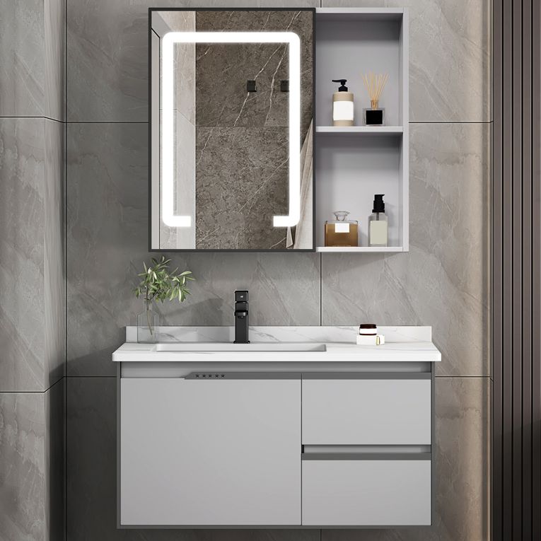 Modern Bathroom Sink Vanity Wall Mount Bathroom Vanity Set with Mirror