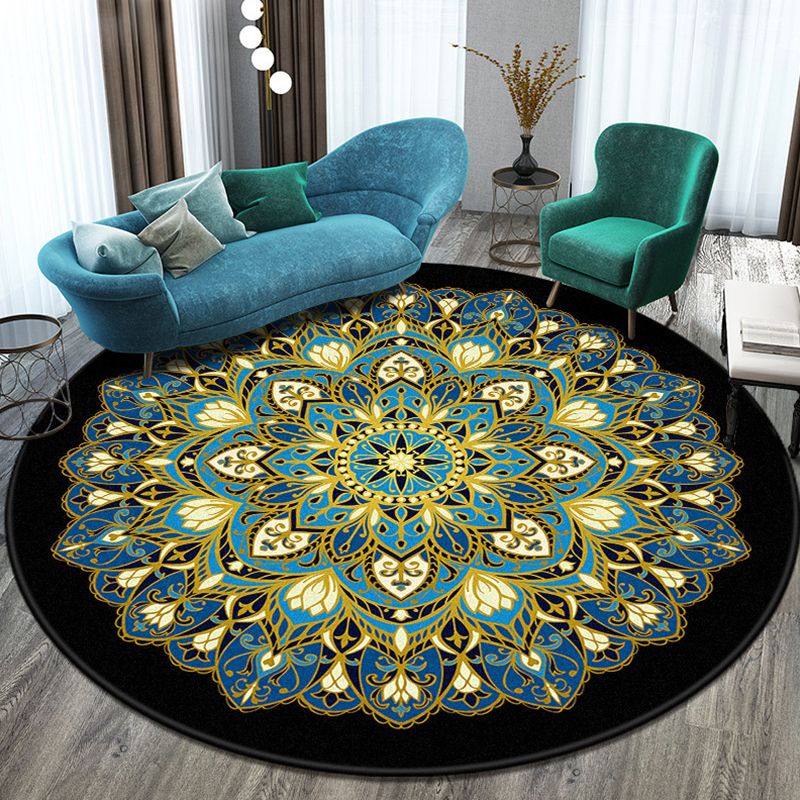 Marokkaanse ronde tapijt medaillon print indoor tapijt vlek resistent polyester gebied tapijt voor woonkamer