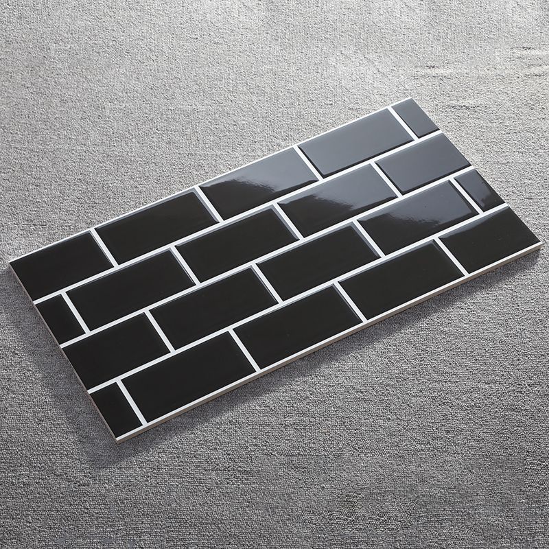 Rectangular Ceramic Matte Singular Tile Plaid Pattern Bathroom Floor