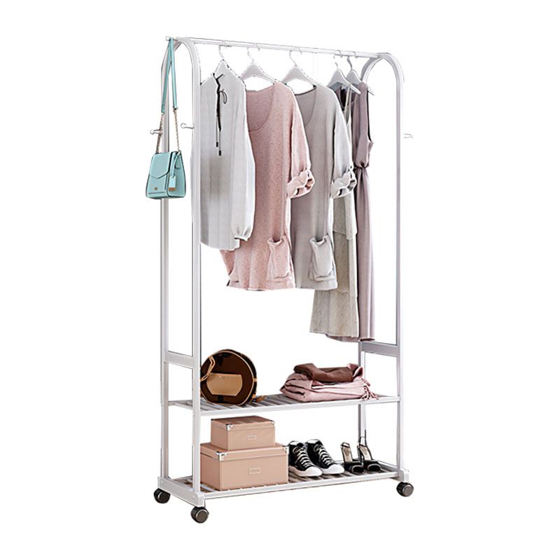 Contemporary Free Standing Coat Rack Storage Shelves Metal Coat Rack with Castors