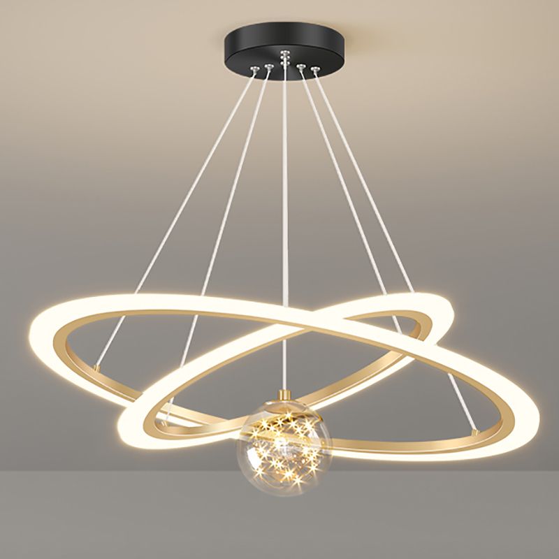 LED Hanging Pendant Light Fixture Modern Chandelier with Acrylic Shade for Living Room