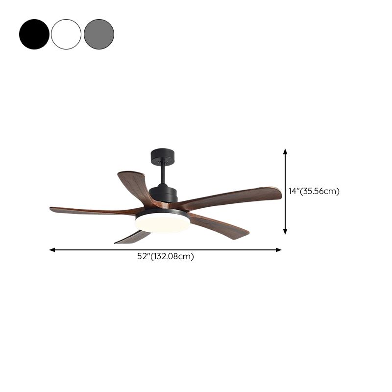 Nordic Style LED Ceiling Fan 5-Blade Fan Lighting with Wood for Living Room