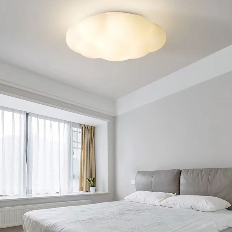 LED Modern Metal Flush Mount Cloud Shape Ceiling Light with Plastic Shade for Living Room