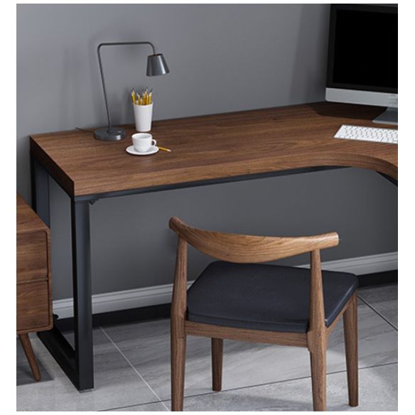 Solid Wood Writing Desk Industrial L-Shaped Task Desk for Home Office