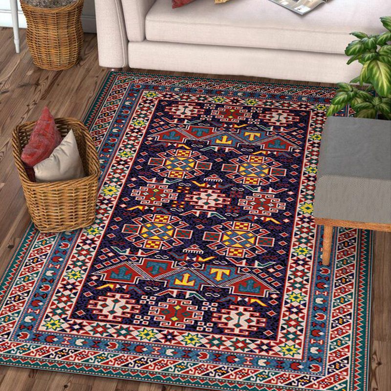 Moroccan Florentine Tile Rug Polyester Area Carpet Non-Slip Backing Indoor Rug for Home Decoration