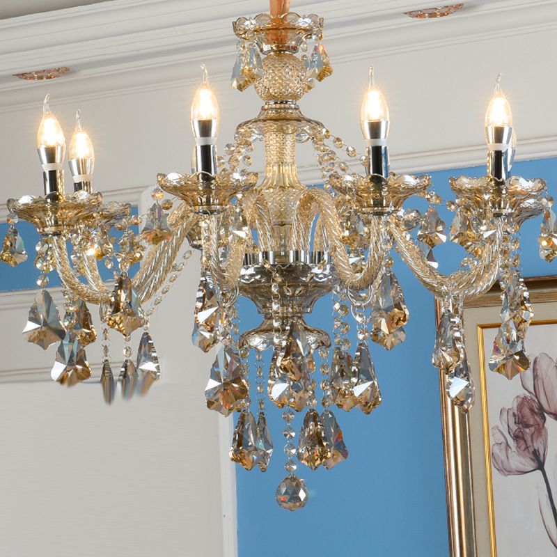 Lámpara de vidrio de cristal de lámpara de candelabro de velas para sala de estar para sala de estar