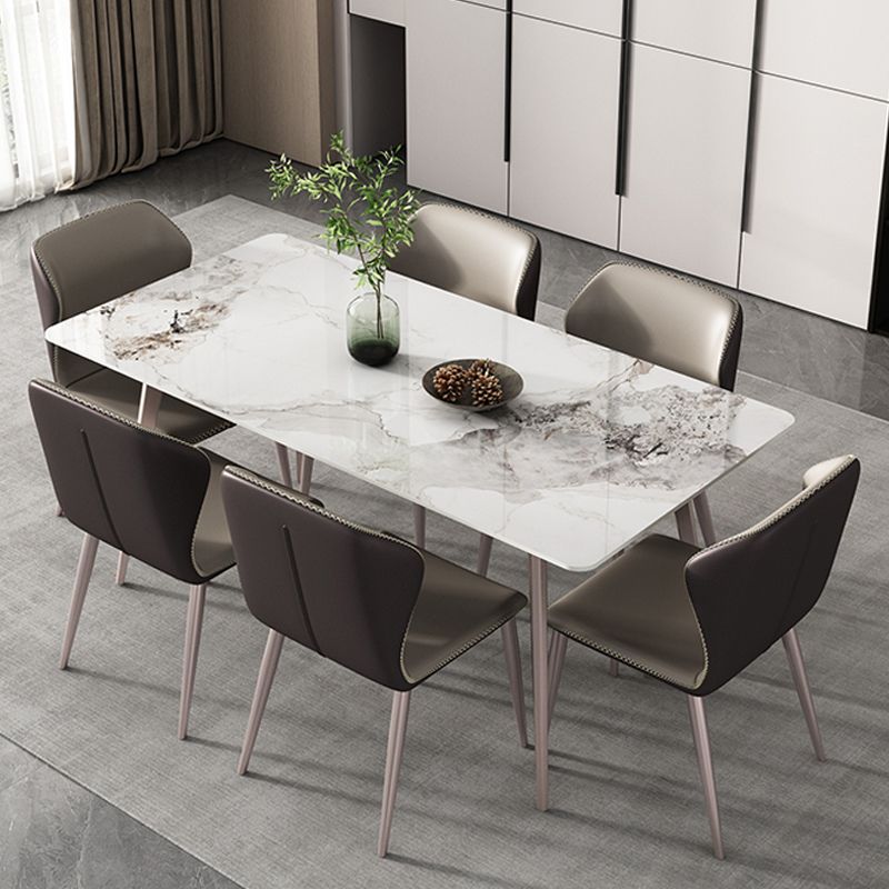 Modern 1/3/4/5/7 Pieces Dinette Set with White Sintered Stone Rectangle Dining Table Set